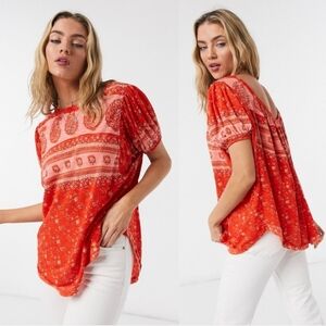 Free People  Paisley boho print top small